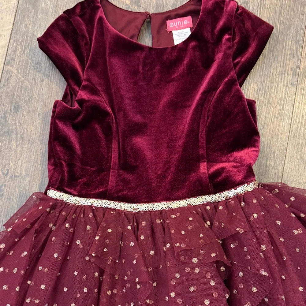 Zunie Maroon and Gold Kids Dance Dress